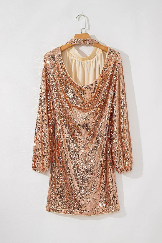 Gold sequin cutout dress – ultimate party outfit | dazzling sequins back