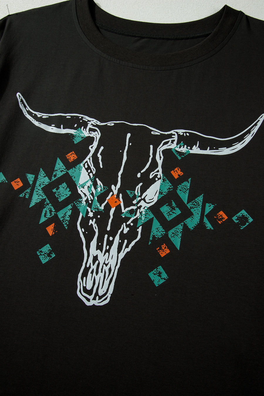 Western Aztec Bull Skull Printed Plus Size Graphic Tee Women UK