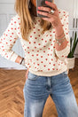 Heart Print Round Neck Long Sleeve Sweatshirt