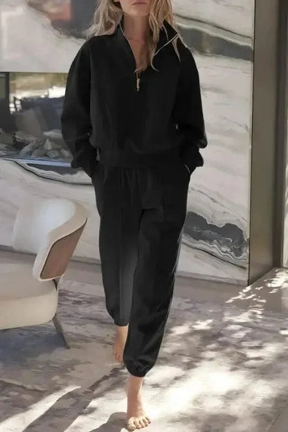 Activewear Sets Black / S / 50%Polyester+50%Cotton SprintFlex Zip-Up Tracksuit