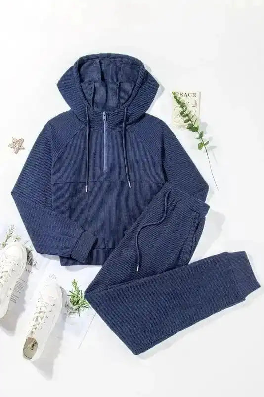 Activewear Sets Soft Cropped Hoodie and Joggers Set