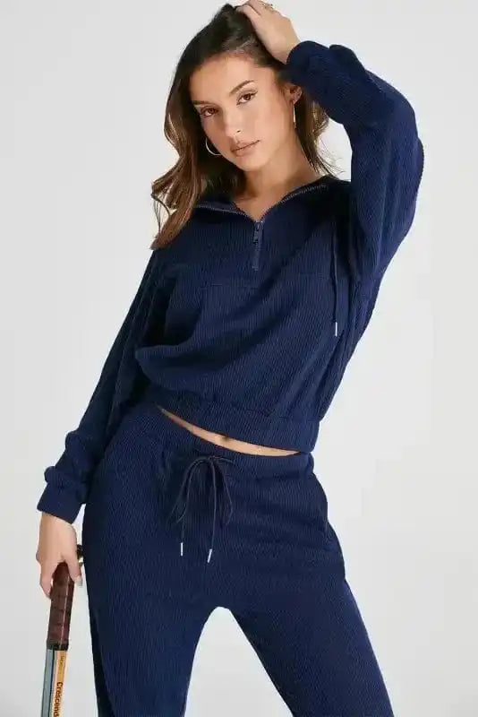 Activewear Sets Soft Cropped Hoodie and Joggers Set