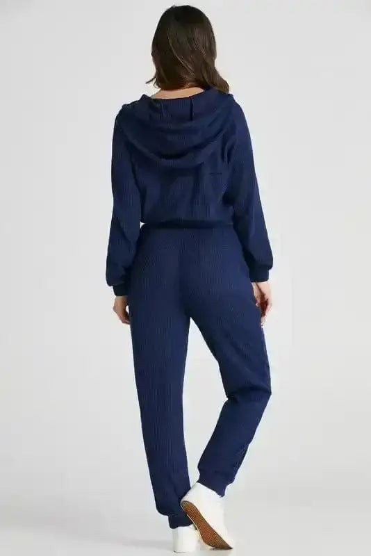 Soft cropped hoodie and joggers set back view — Fashionfitz UK