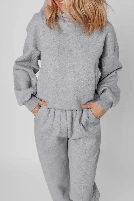 Activewear Sets Urban Chic: Exposed Seams Hoodie & Joggers Set