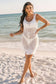 Beach Cover-ups Crochet Fishnet Beach Cover-Up - White