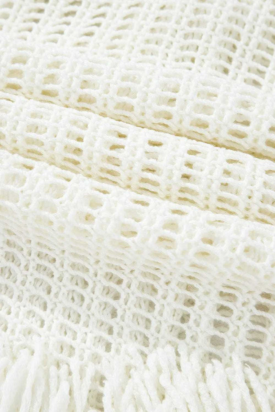 Beach Cover-ups Crochet Fishnet Beach Cover-Up - White