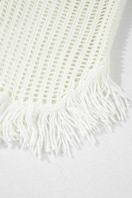 Beach Cover-ups Crochet Fishnet Beach Cover-Up - White