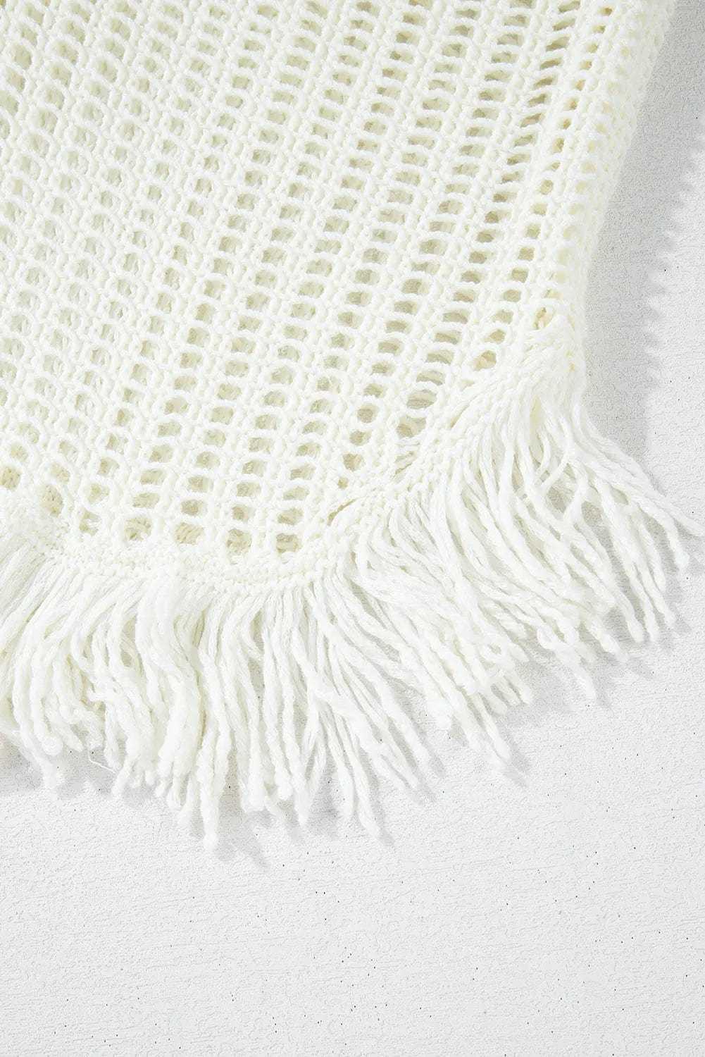 Beach Cover-ups Crochet Fishnet Beach Cover-Up - White