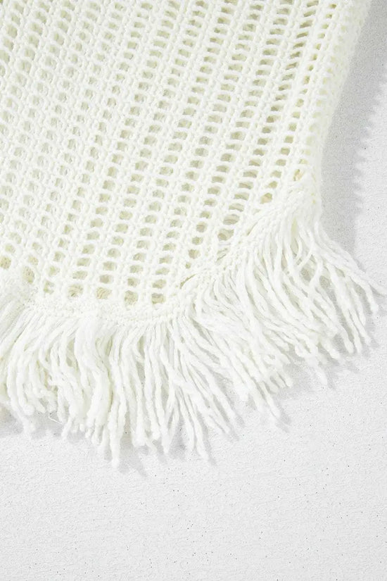 Beach Cover-ups Crochet Fishnet Beach Cover-Up - White