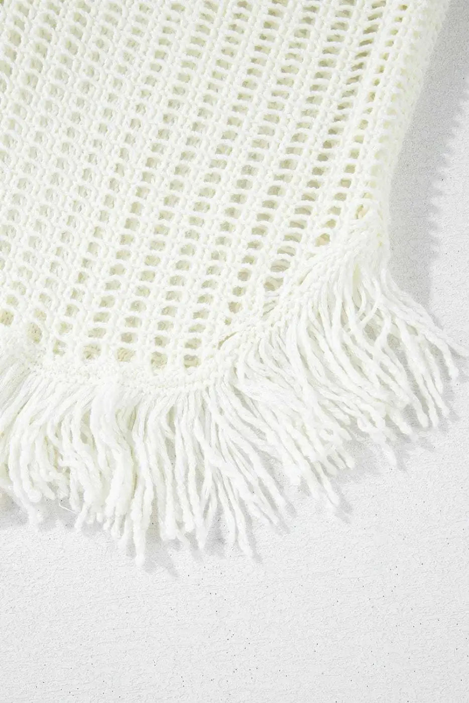 Beach Cover-ups Crochet Fishnet Beach Cover-Up - White