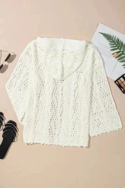 Beach Cover-ups Hooded Beach Cover-Up - Open Knit