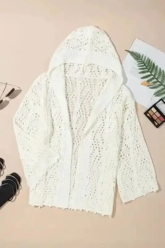 Beach Cover-ups Hooded Beach Cover-Up - Open Knit