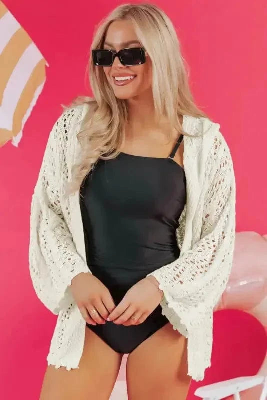 Beach Cover-ups Hooded Beach Cover-Up - Open Knit