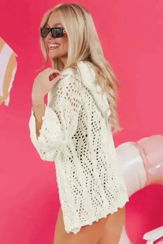 Beach Cover-ups Hooded Beach Cover-Up - Open Knit