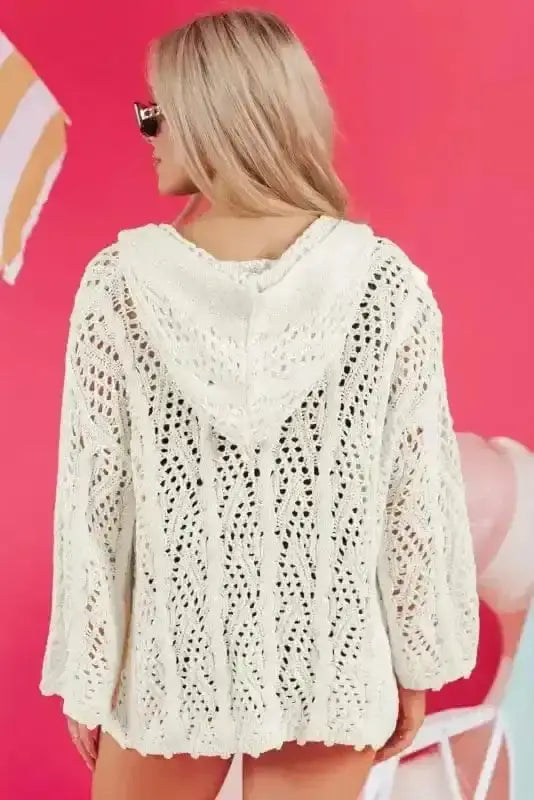 Beach Cover-ups Hooded Beach Cover-Up - Open Knit