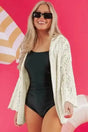 Beach Cover-ups White / S / 100%Acrylic Hooded Beach Cover-Up - Open Knit
