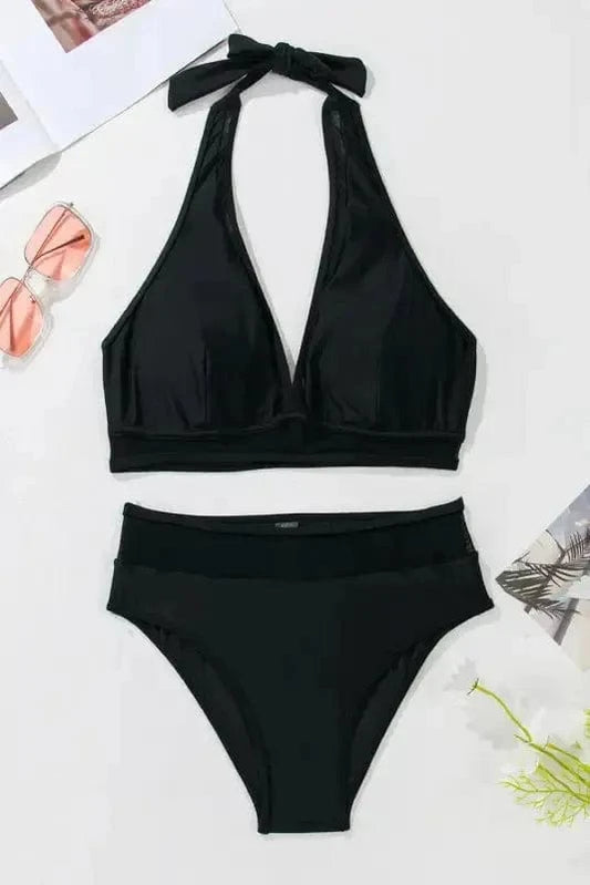 Bikinis Black / S / 82%Polyamide+18%Elastane Mesh Edged Push-Up Bikini