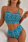 Bikinis Blue Floral Smocked Bikini Set