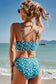 Bikinis Blue Floral Smocked Bikini Set