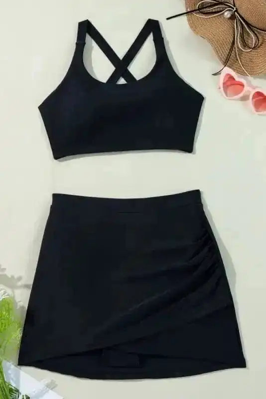 Bikinis Crossover Bikini - Tank and Skort Swimwear