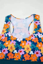 Bikinis Floral High Waist Bikini - Racerback Cutout