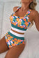 Bikinis Floral High Waist Bikini - Racerback Cutout