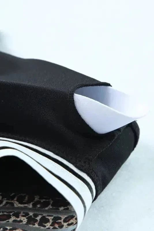 Bikinis Leopard Mesh Trim Bikini Set - Two Piece Swimwear