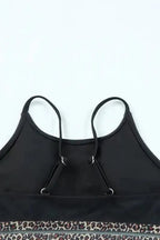 Bikinis Leopard Mesh Trim Bikini Set - Two Piece Swimwear