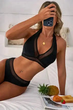 Bikinis Mesh Edged Push-Up Bikini