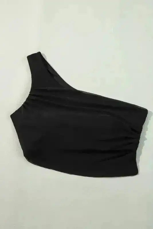 Bikinis Mesh One Shoulder Bikini - Top and Skirt Set