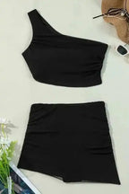 Bikinis Mesh One Shoulder Bikini - Top and Skirt Set