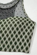 Bikinis Plaid High Waist Bikini - Dotted Mesh Patchwork