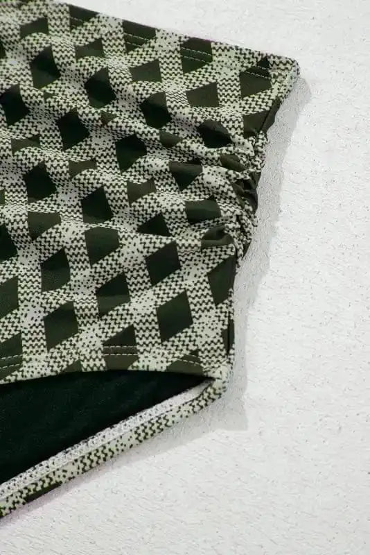 Bikinis Plaid High Waist Bikini - Dotted Mesh Patchwork