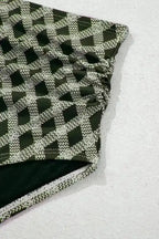 Bikinis Plaid High Waist Bikini - Dotted Mesh Patchwork