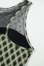 Bikinis Plaid High Waist Bikini - Dotted Mesh Patchwork