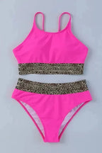 Bikinis Rose Leopard Mesh Bikini Swimsuit Set