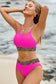 Bikinis Rose Leopard Mesh Bikini Swimsuit Set