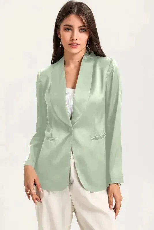 Blazers Black Collared Neck Single Breasted Blazer with Pockets