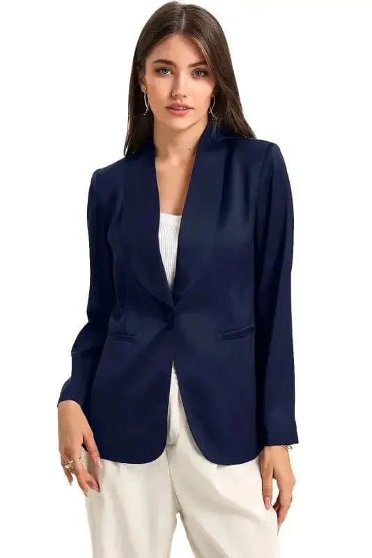 Blazers Black Collared Neck Single Breasted Blazer with Pockets