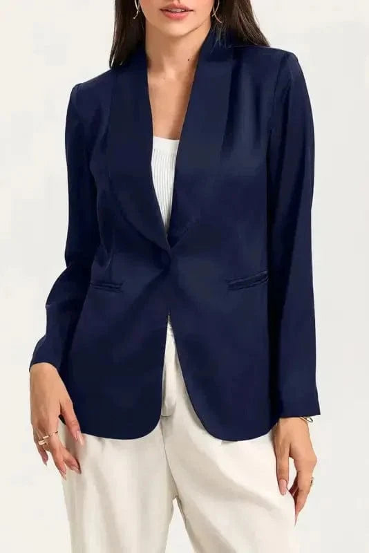 Blazers Black Collared Neck Single Breasted Blazer with Pockets