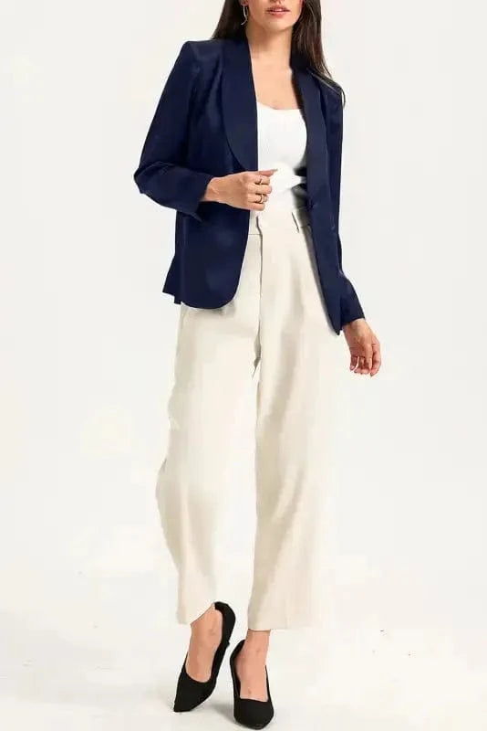 Blazers Black Collared Neck Single Breasted Blazer with Pockets