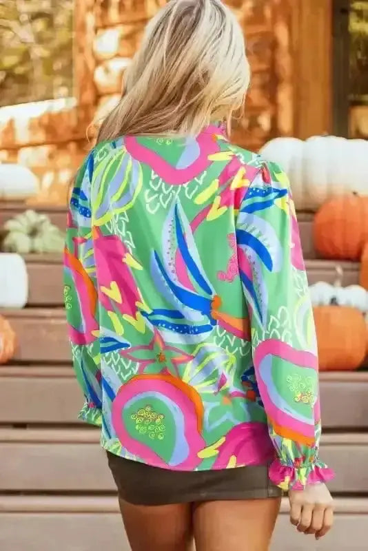 Blouses Abstract Elegance Button-Up Blouse