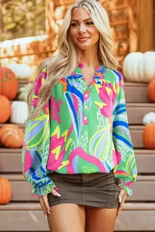 Blouses Abstract Elegance Button-Up Blouse