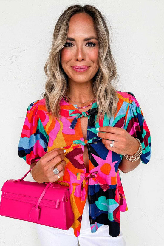 Blouses Abstract Floral Babydoll Blouse