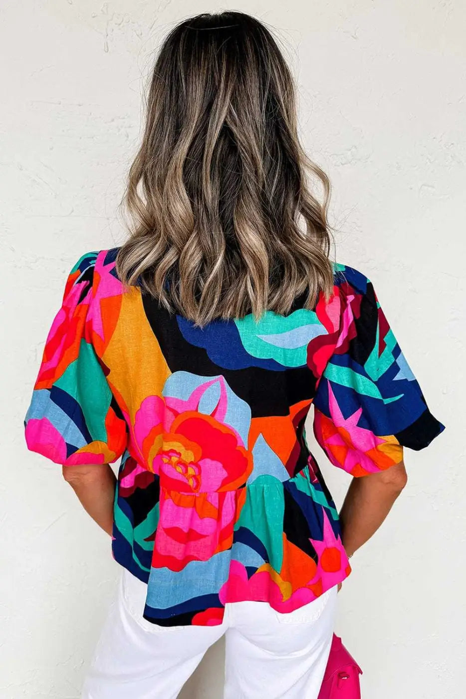 Abstract floral babydoll blouse blouses