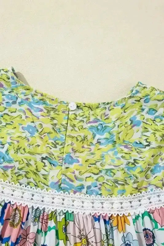 Green Floral Puff Sleeve Spring Blouse Women UK styled as a feminine botanical occasion outfit — Fashionfitz