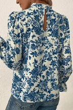 Blouses Blue Flora Flounce Blouse