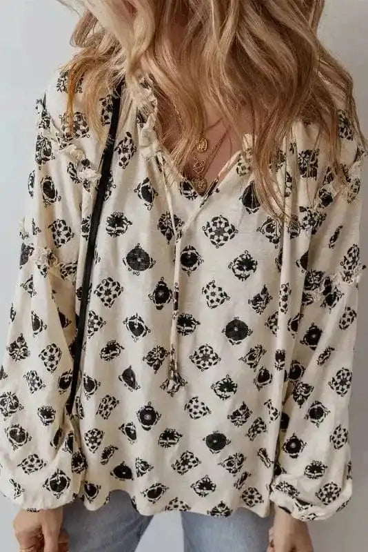 Blouses Breezy Deco Print Blouse