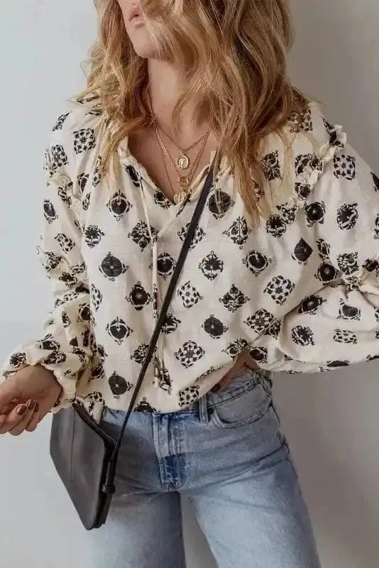 Blouses Breezy Deco Print Blouse