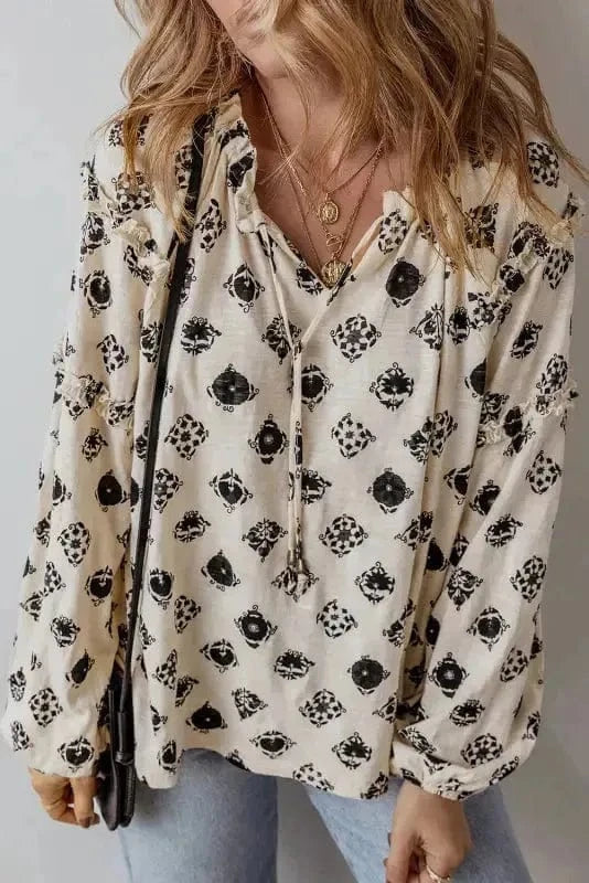 Blouses Breezy Deco Print Blouse